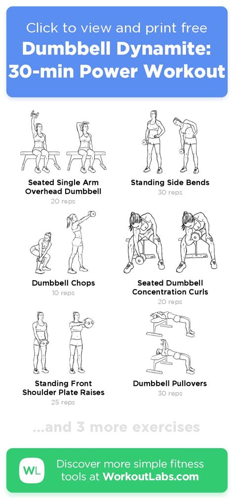 Dumbbell Dynamite 30 Min Power Workout Click To View And Print This Illustrated Exercise Plan