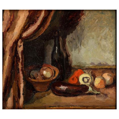 Still Life With Artists Palette And A Wine Bottle At 1stdibs