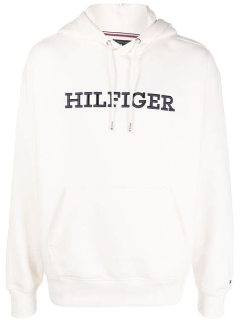 Tommy Hilfiger Monotype Logo Embroidered Hoodie Neutrals Farfetch Tr