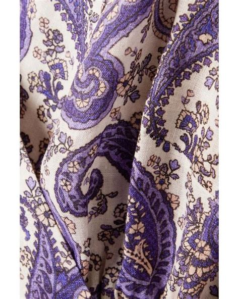 Zimmermann Devi Paisley Print Linen Mini Wrap Dress In Purple Lyst