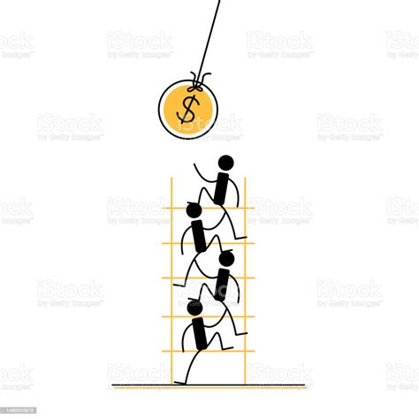 Ponzi Pyramid Scheme People Running For Money Vector Illustration Isolated On White Background