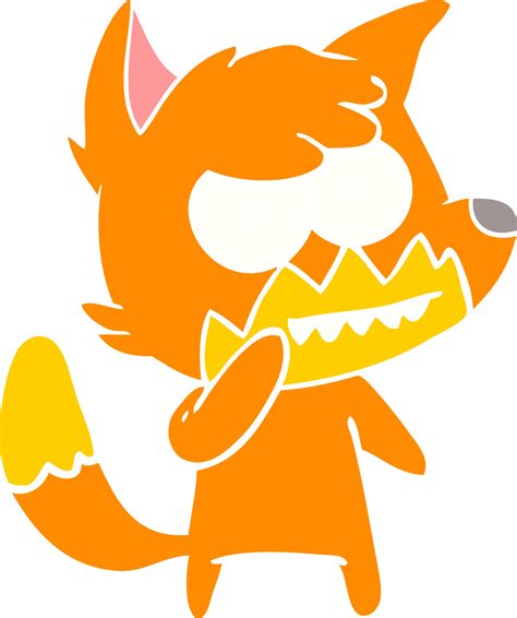 Flat Color Style Cartoon Grinning Fox 9862440 Vector Art At Vecteezy
