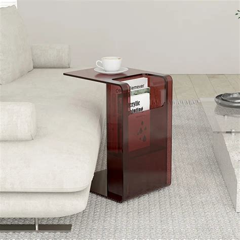 Modern Acrylic Side Table With Magazine Rack On Luulla