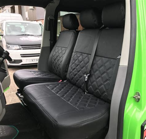 Ford Transit Custom Diamond Stitch Seat Covers - Black - VanPimps