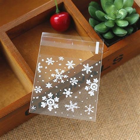 Lingstar 100pcs Clear Christmas Ts White Snowflake Bake Cookies