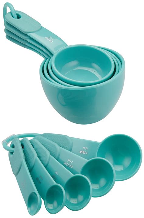 Kitchenaid 9 Piece Measuring Cup And Spoon Set Aqua Sky 889