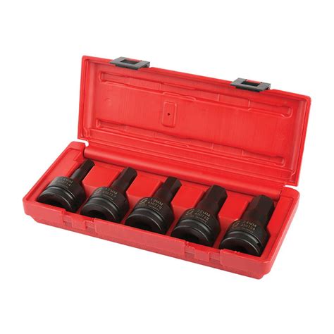 Sunex 3 4 In Drive Metric Impact Hex Driver Set 5 Piece 4507 The Home Depot