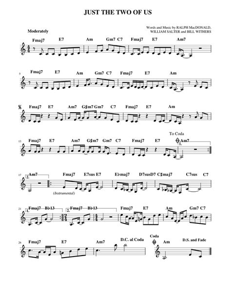 Just The Two Of Us Sheet Music For Piano Solo Easy