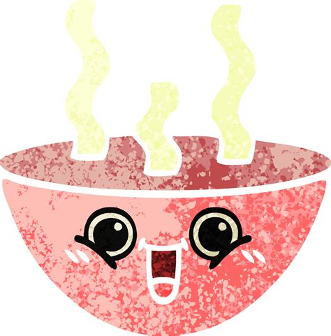 Retro Illustration Style Cartoon Bowl Of Hot Soup Vector Art At Vecteezy