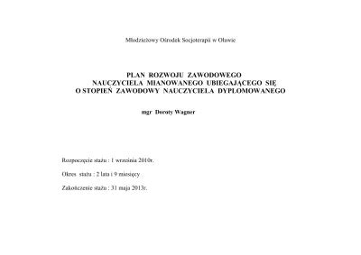 Plan Rozwoju Zawodowego Nauczyciela Mianowanego Ubiegaj Cego Si O