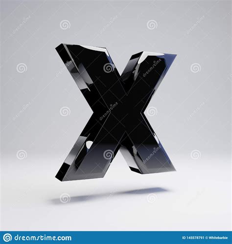 Volumetric Glossy Black Uppercase Letter X Isolated On White Background