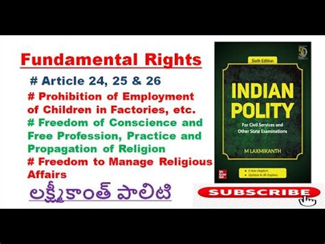 L 26 Fundamental Rights Part 11 Article 24 25 26 Indian Polity