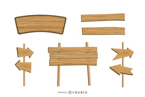 Descarga Vector De Conjunto De Carteles De Madera