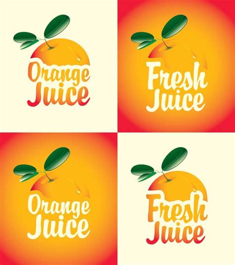 Satz banner für frischen orangensaft mit bild Premium Vektor