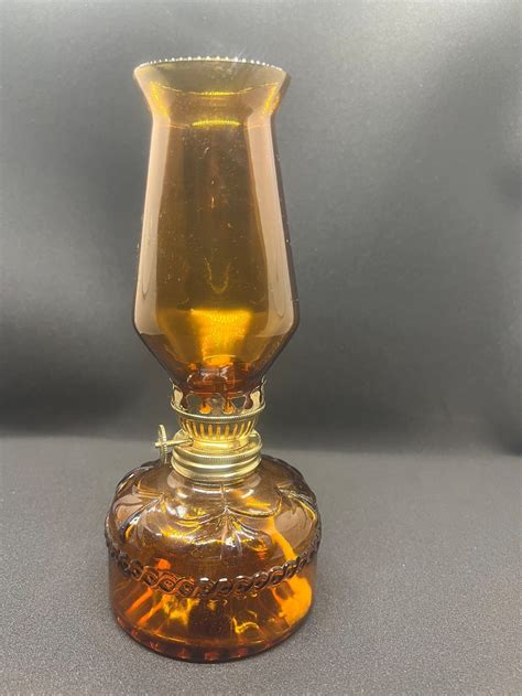 Small Amber Glass Oil Lamp Etsy In 2022 Oil Lamps Amber Glass Lamp