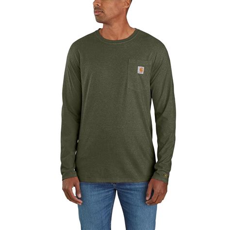 Carhartt Men S 3 Xl Tall Basil Heather Cotton Polyester Force Relaxed Fit Midweight Long Sleeve