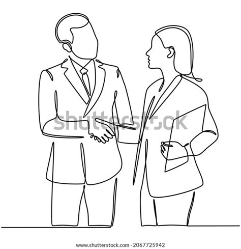 Continuous Line Drawing Man Woman Shaking Stock Vector Royalty Free 2067725942 Shutterstock