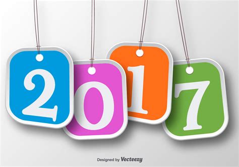 Set Of Four Tag Labels For 2017 New Year Celebration 127346 Vector Art ...