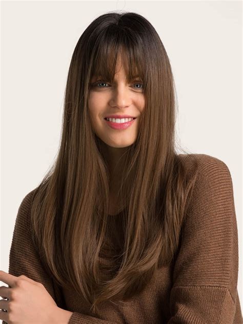 Haircube Haircube Inch Brown Air Fringe Medium Long Straight Hair