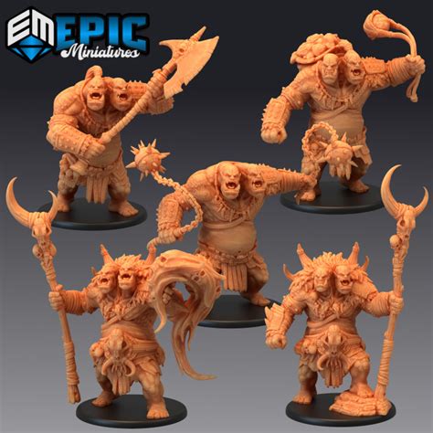 Download Ettin Tribe Set Ancient Two Headed Ogre Warrior Burning