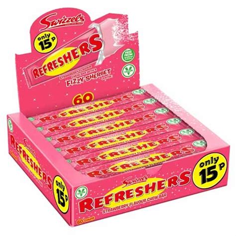 Swizzels Refreshers Strawberry Chew Bar Vegan Sweets Pack Of 60