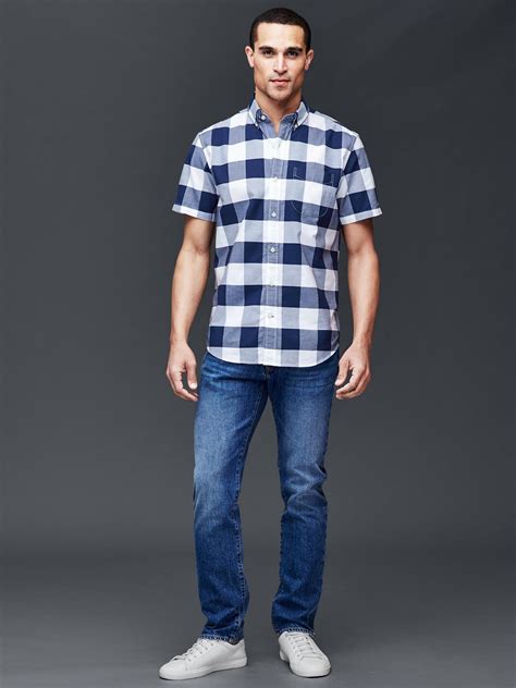 Oxford Large Gingham Short Sleeve Standard Fit Shirt Gap