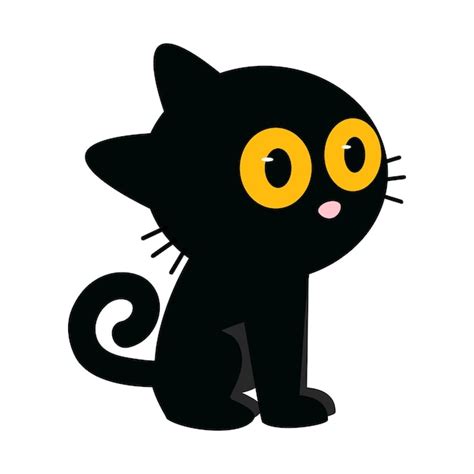 Gato bonito adorável desenho preto Vetor Premium