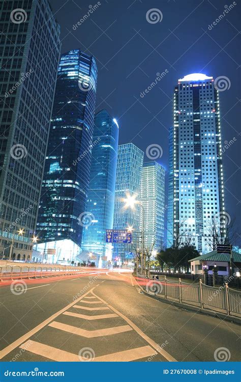 Modern Office Building Background of Car Night with Light Trails Stock Photo - Image of capital ...