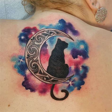 Cat Moon Tattoo Designs