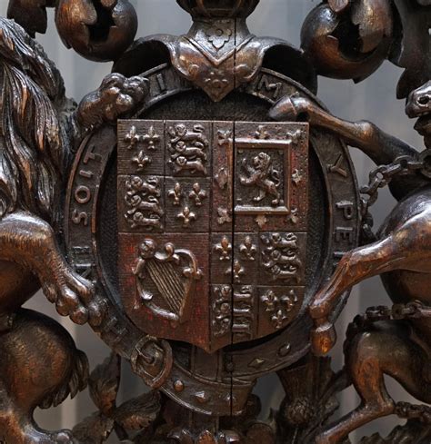 Hand Carved Charles II English Royal Coat of Arms 1660-1685 Armorial ...