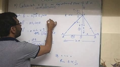 Class 12 Electric Field Intensity On Equatorial Plane Of Dipole Moment Youtube