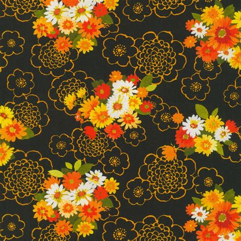 Robert Kaufman Fabrics FLHD 21865 2 BLACK From Flowerhouse Cascading