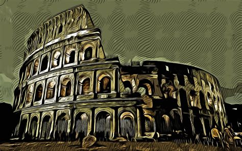 Download wallpapers Colosseum, Rome, 4k, vector art, Colosseum drawing ...