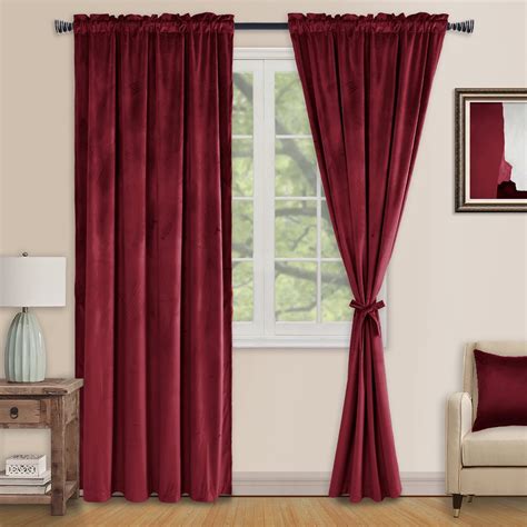 XWZO Red Christmas Velvet Curtains 90 inch Blackout Rod Pocket Thermal ...