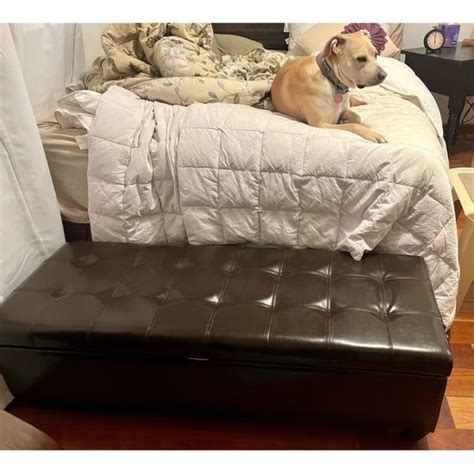 Mission Brown Tufted Faux Leather Ottoman Storage Bench By Christopher