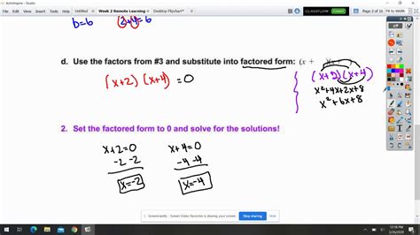 Lesson 5 Solving Quadratics Using Product Sum Method Youtube