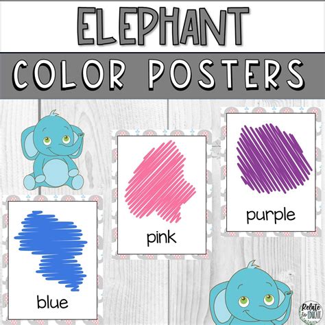 Grey Elephant Printable Color Poster Signs | Made By Teachers