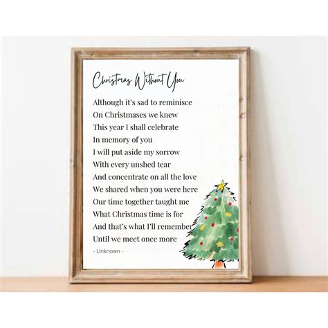 Christmas Without You, Printable Poem, Instant Digital Download ...