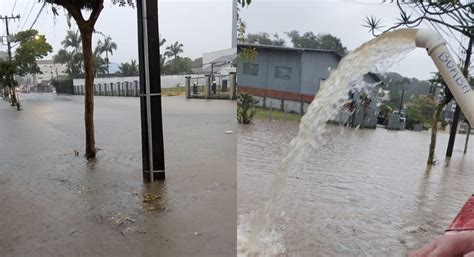 VÍDEO Chuva intensa deixa diversas ruas de Joinville alagadas nesta