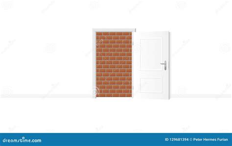 Walled Up Open Door Brick Wall Blocked Vector Illustration