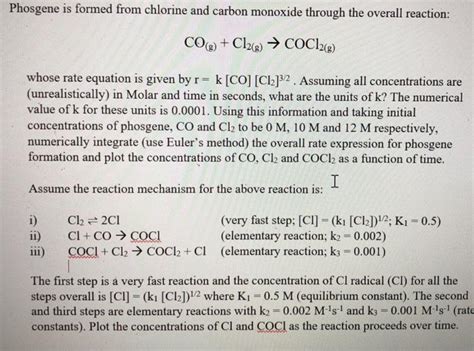 Solved Phosgene Is Formed From Chlorine And Carbon Monoxide Chegg