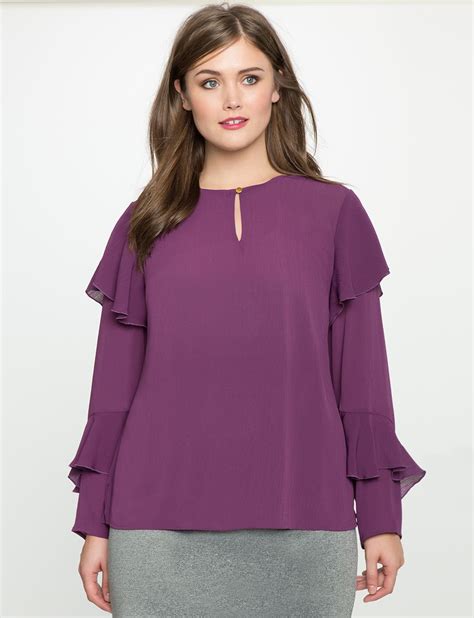 Shoulder Flounce Sleeve Blouse Women S Plus Size Tops Eloquii