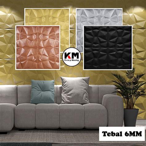 Jual KM Wallpaper Foam 3D Batik Wall Panel Diamond Triangle Stiker