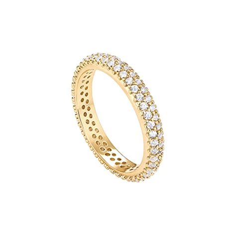 PAVOI 14K Gold Plated Cubic Zirconia Double Row Eternity Band Yellow