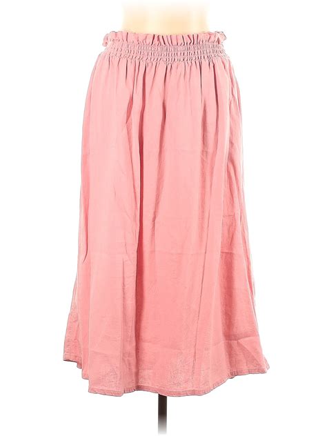 A New Day Solid Pink Casual Skirt Size L Off Thredup