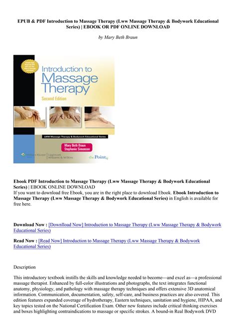 Pdf Introduction To Massage Therapy Lww Massage Therapy And Bodywork Educational Series Mary