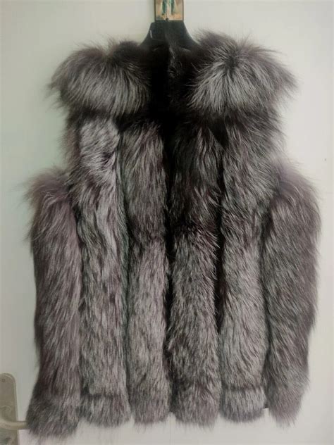 Gilet En Fourrure De Renard Argent Taille M Neuf Sans Tiquette