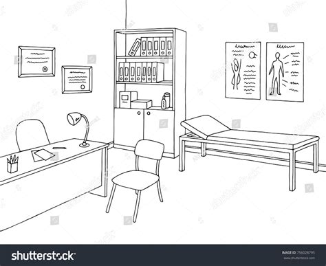 Doctor Office Graphic Black White Interior Stock Vector (Royalty Free ...