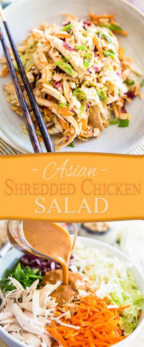 Asian Shredded Chicken Salad Recipe Shredded Chicken Recipes Shredded Chicken Salads Asian