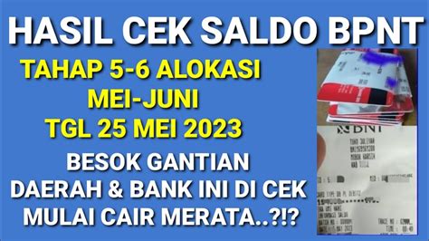 HASIL CEK SALDO KKS PKH BPNT TAHAP 5 6 SORE INI TGL 25 MEI 2023 INI